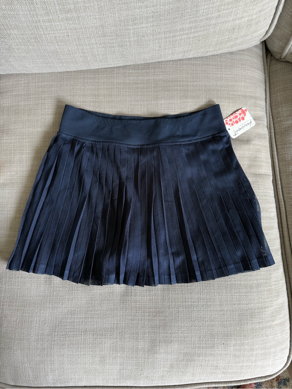 NWT FP Movement Free People Rally Ruffle Mini Skirt Navy Pleated Tennis
